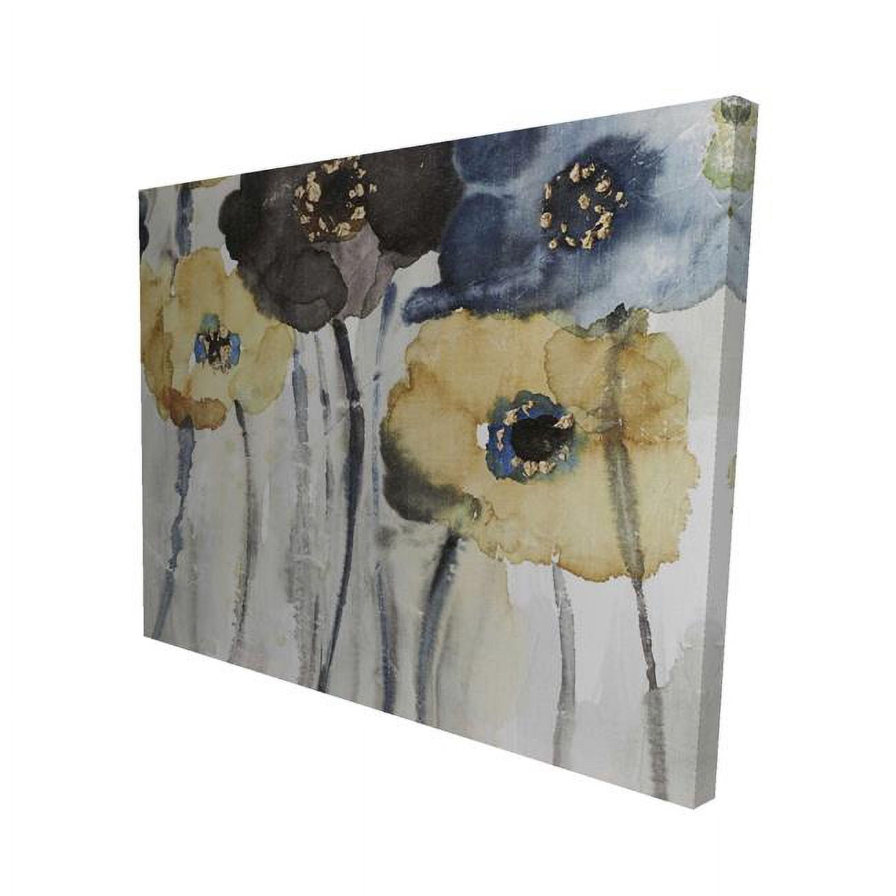 16 x 20 in. Grey, Blue & Yellow Flowers-Print on Canvas