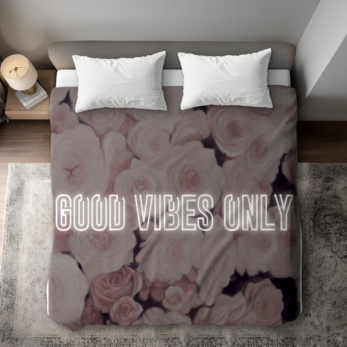 C1DCKSW0BPCW36 Good Vibes Only - Roses Modern King Size Duvet Cover - Home Decor