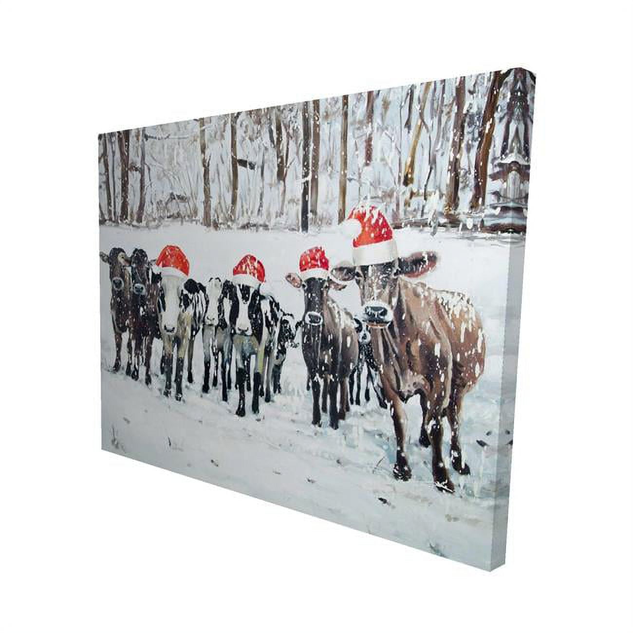 16 x 20 in. Curious Christmas Cows-Print on Canvas