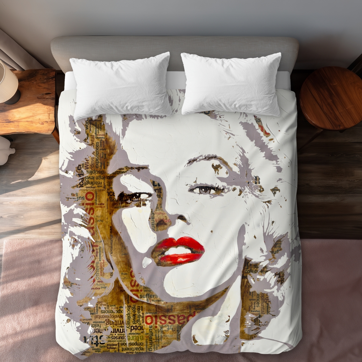 C1DCQSW0915WW8 Marilyn Monroe Typography Queen Size Duvet Cover - Romantic Decor
