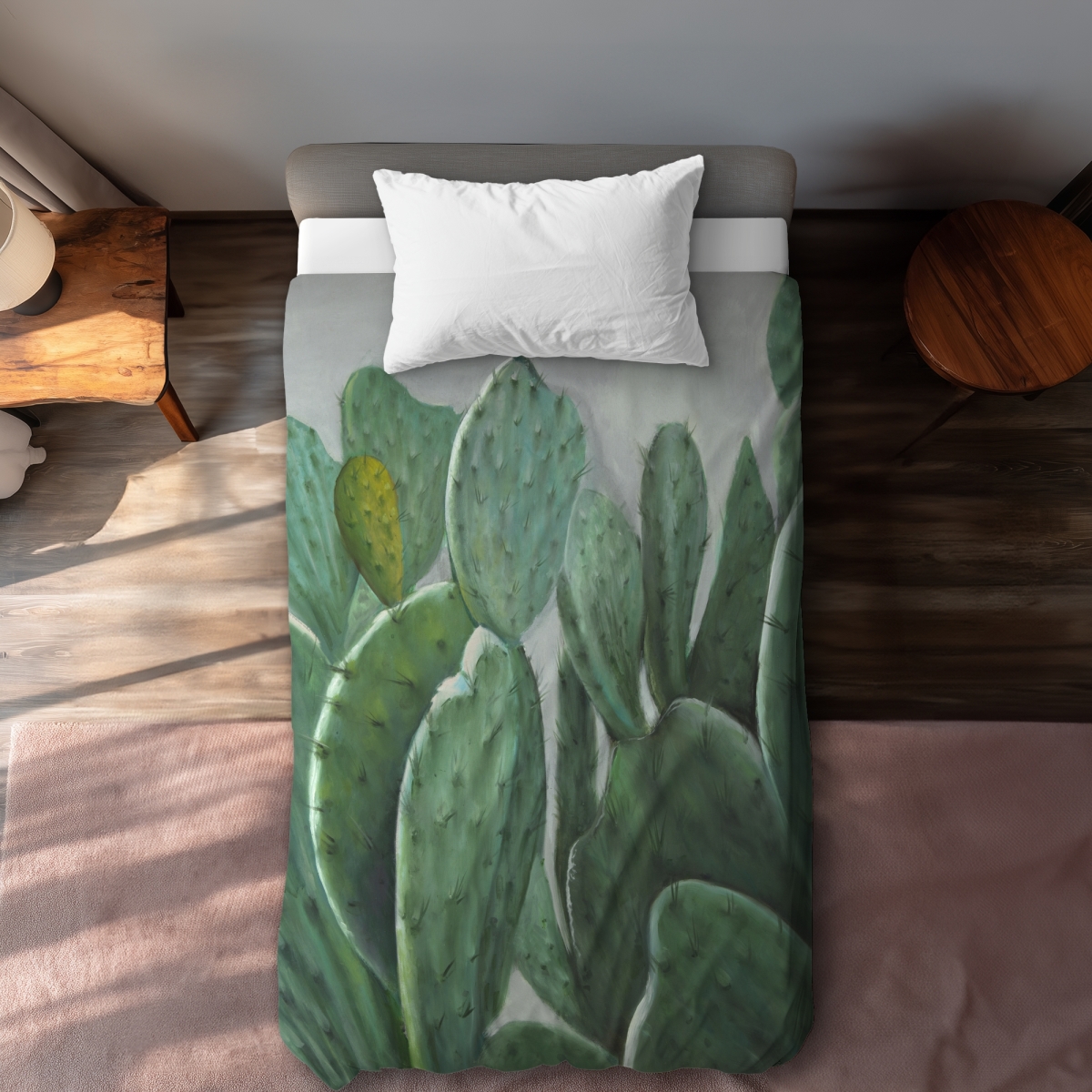 C1DCTSW0AGPC8I Paddle Cactus - Hyperrealist Twin Size Duvet Cover for Home Decor