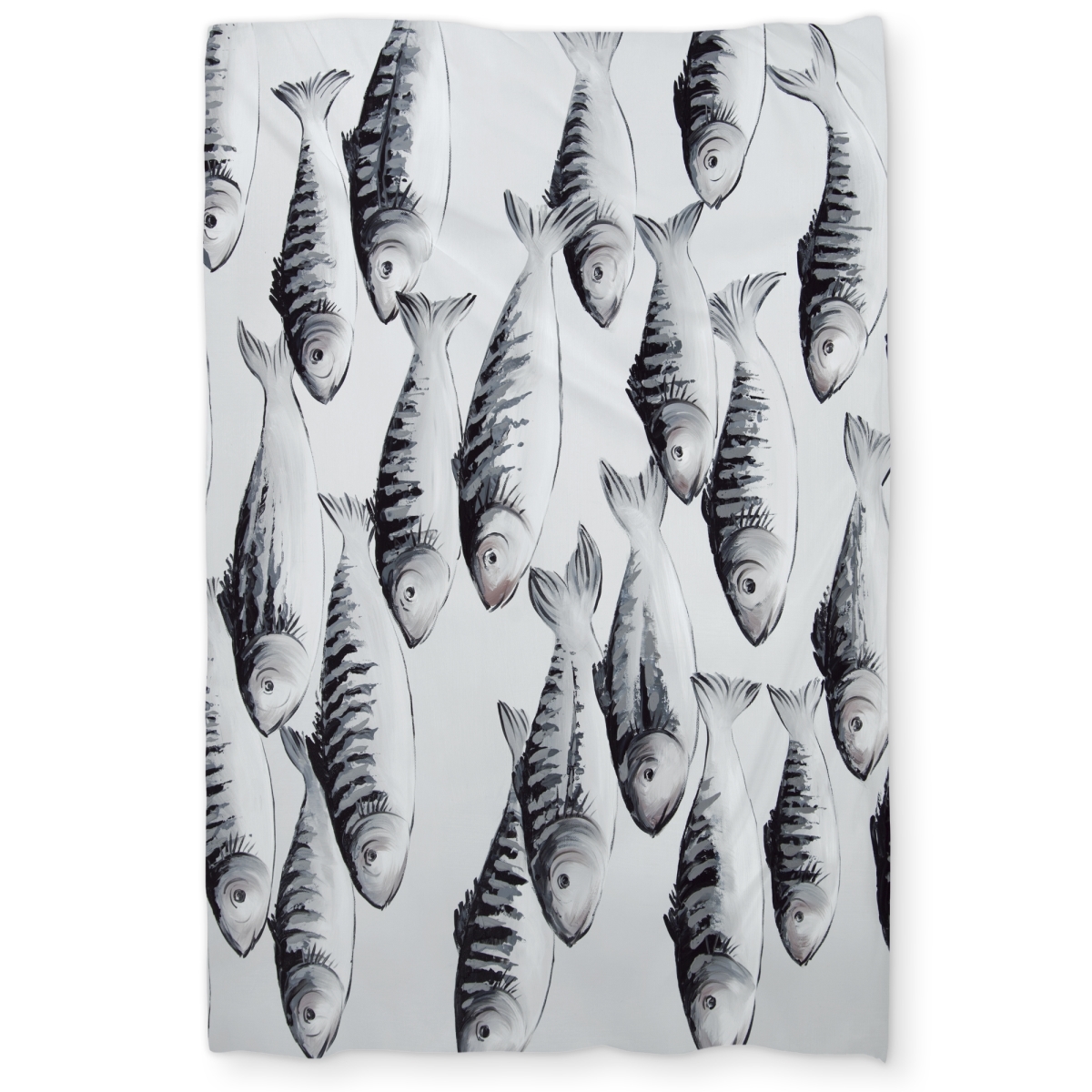 C1DCTSW066HYR6 Gray School of Fish Twin Size Duvet Cover - Modern Home Decor