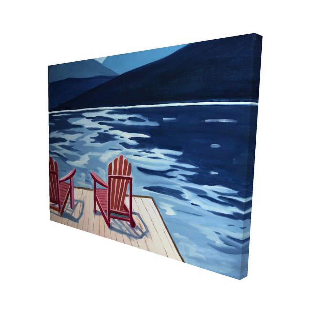 16 x 20 in. Lake, Dock, Mountains & Chairs-Print on Canvas