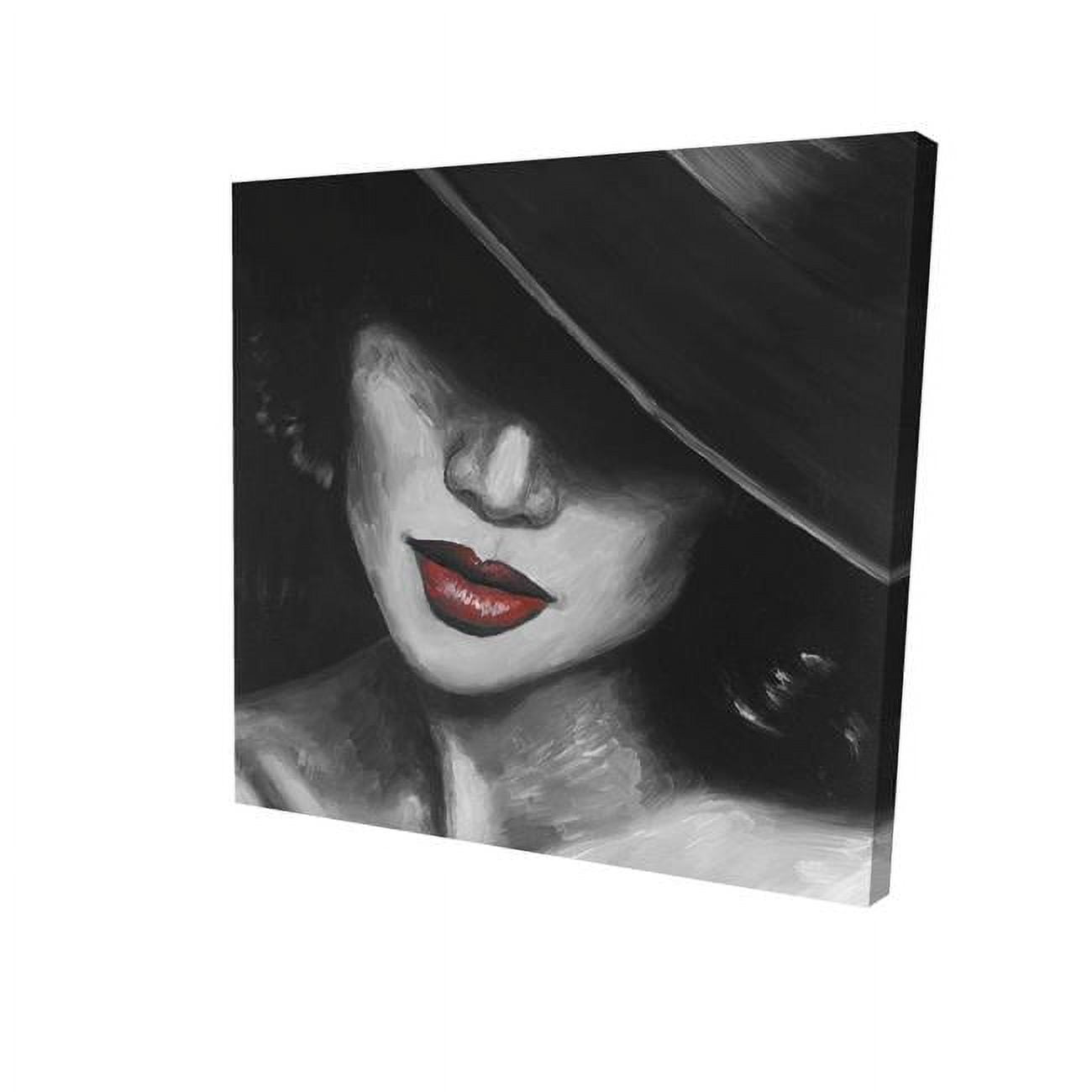 16 x 16 in. Mysterious Red Lips Lady-Print on Canvas