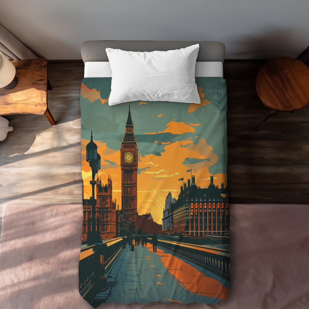 C1DCTSW0JPWPWT Big Ben Beige Twin Size Duvet Cover - Elegant Home Decor Accent