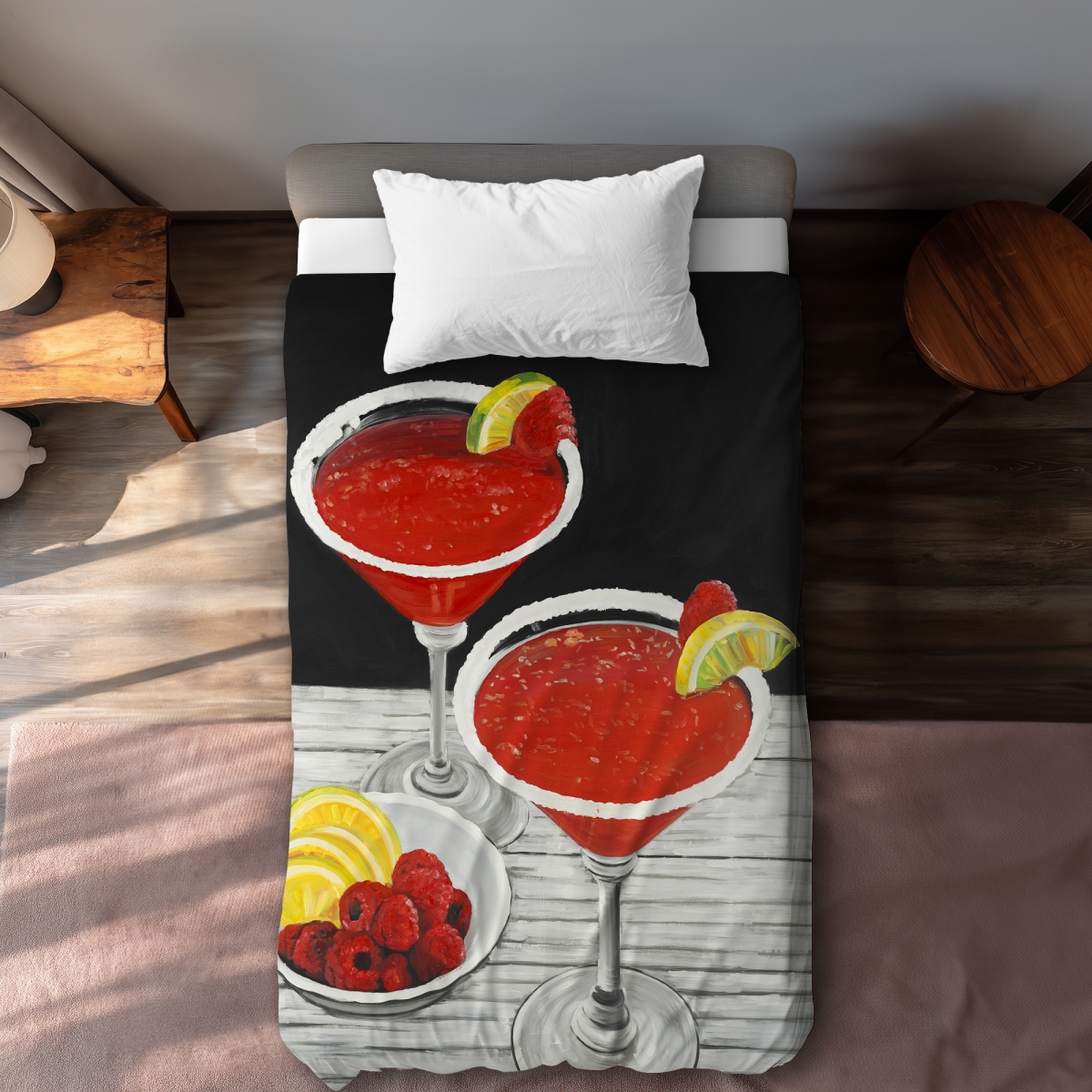 C1DCTXLWOPGZ01 Two Cosmopolitan Black Romantic Twin Size Extra Long Duvet Cover - Home Decor