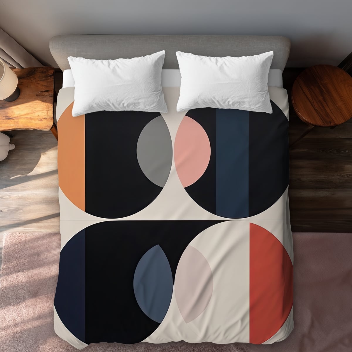 C1DCQSW093XZUR Imbed Circles Illustrative Patterns Queen Size Duvet Cover - Home Decor