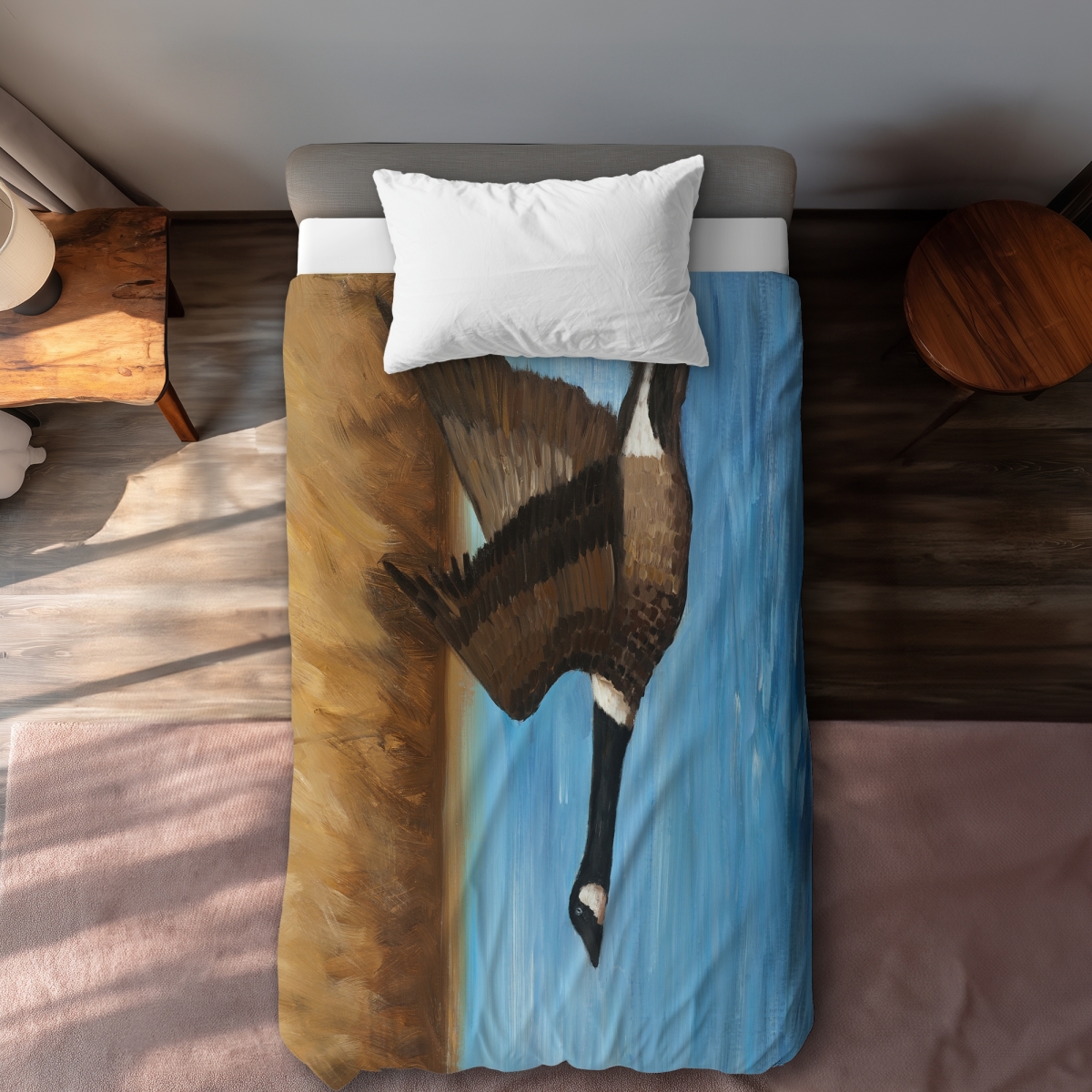 C1DCTXLWED2DMZ Canada Goose Blue Rustic Twin Size Extra Long Duvet Cover - Home Decor Essentials