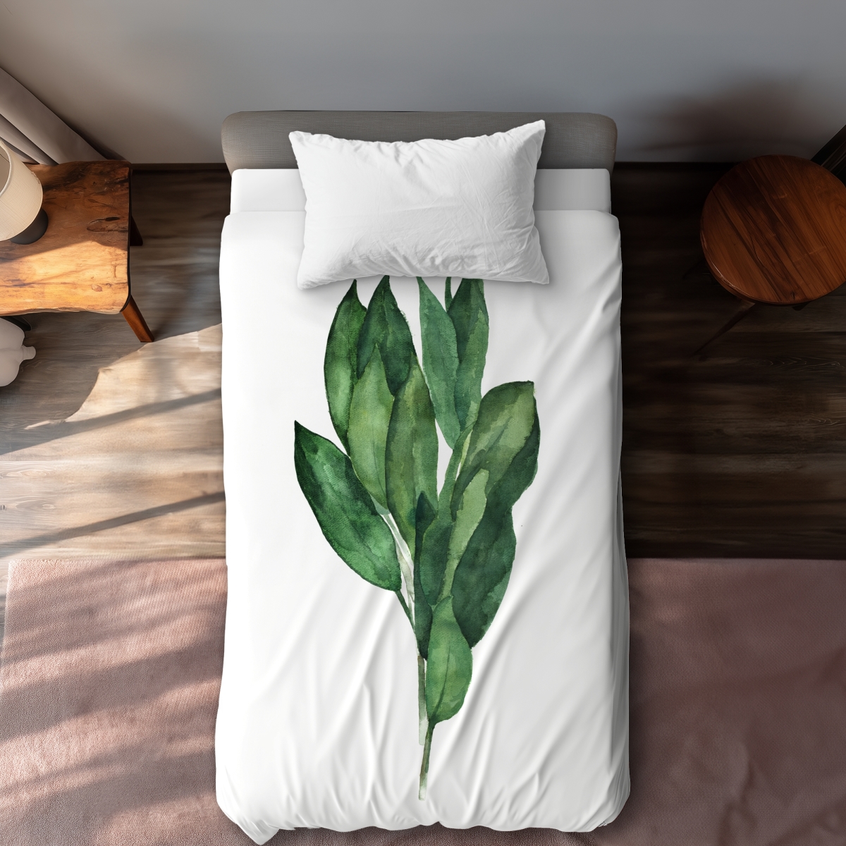 C1DCTXLWTBB77L Bay Leaves Bundle - White Kitchen Twin Size Extra Long Duvet Cover for Home Decor