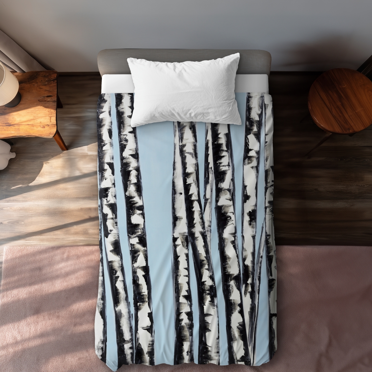 C1DCTXLWF5VPAE Pastel Birches Modern Trees Twin Size Extra Long Duvet Cover - Home Decor Accent