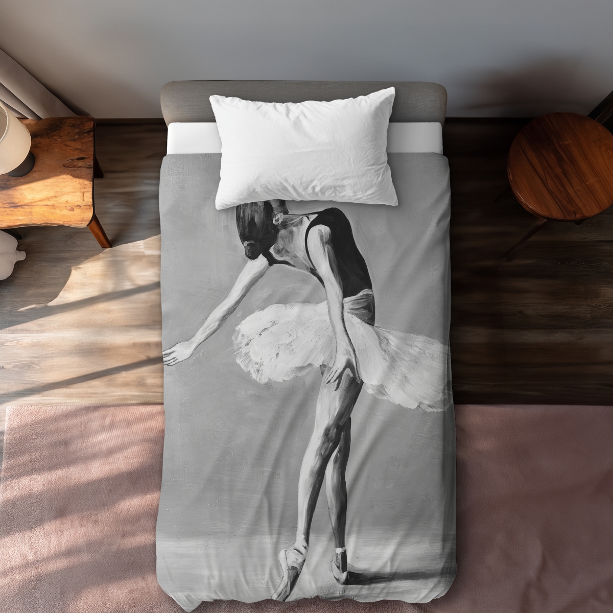 C1DCTXLW0DHMZN Classic Ballet Dancer Monochrome Gray Twin Size Extra Long Duvet Cover - Home Decor