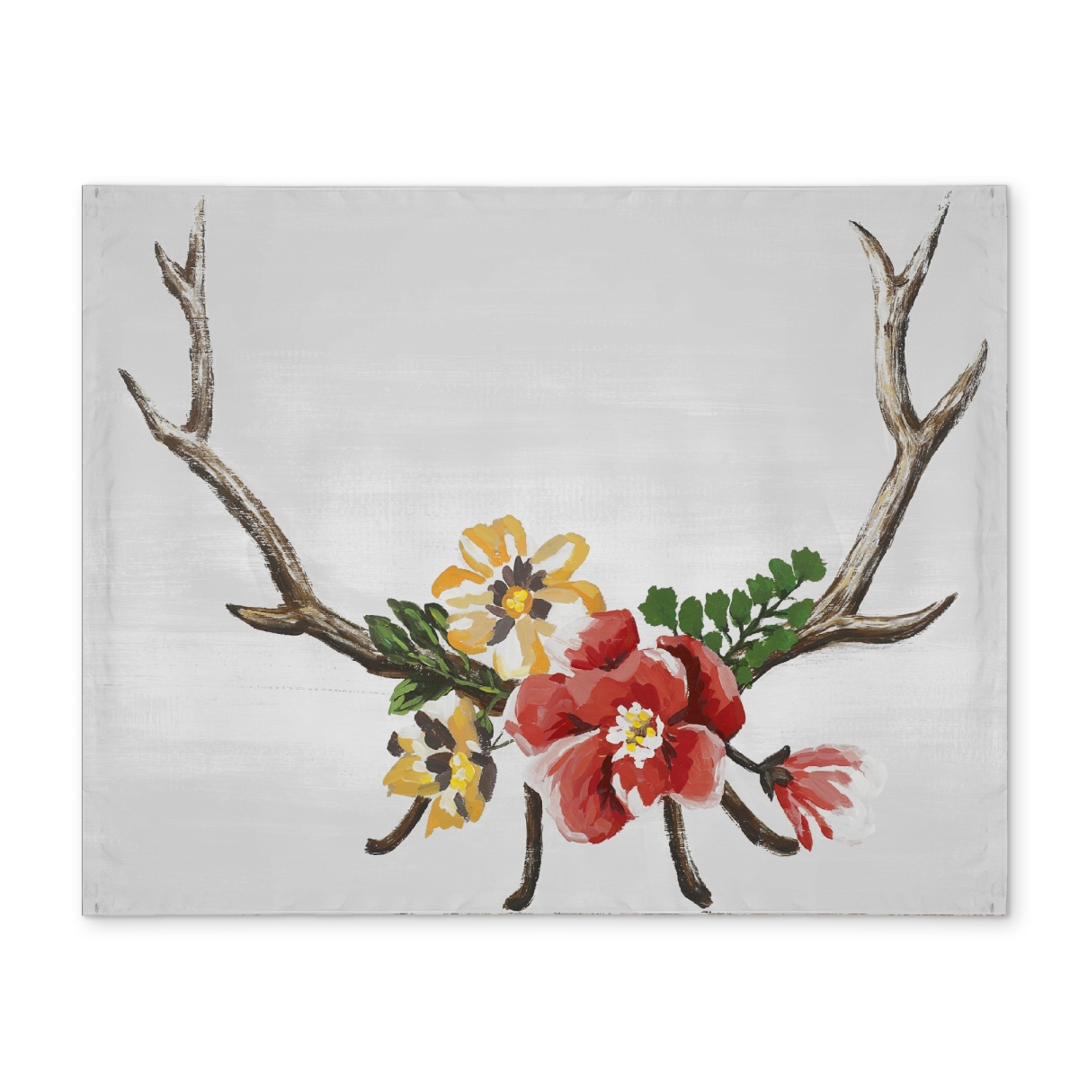 Picture of Begin Home Decor CPPM14183IWM3S 14 x 18 in. Brown Deer Horns with Flowers Placemat - Polyester Home Decor