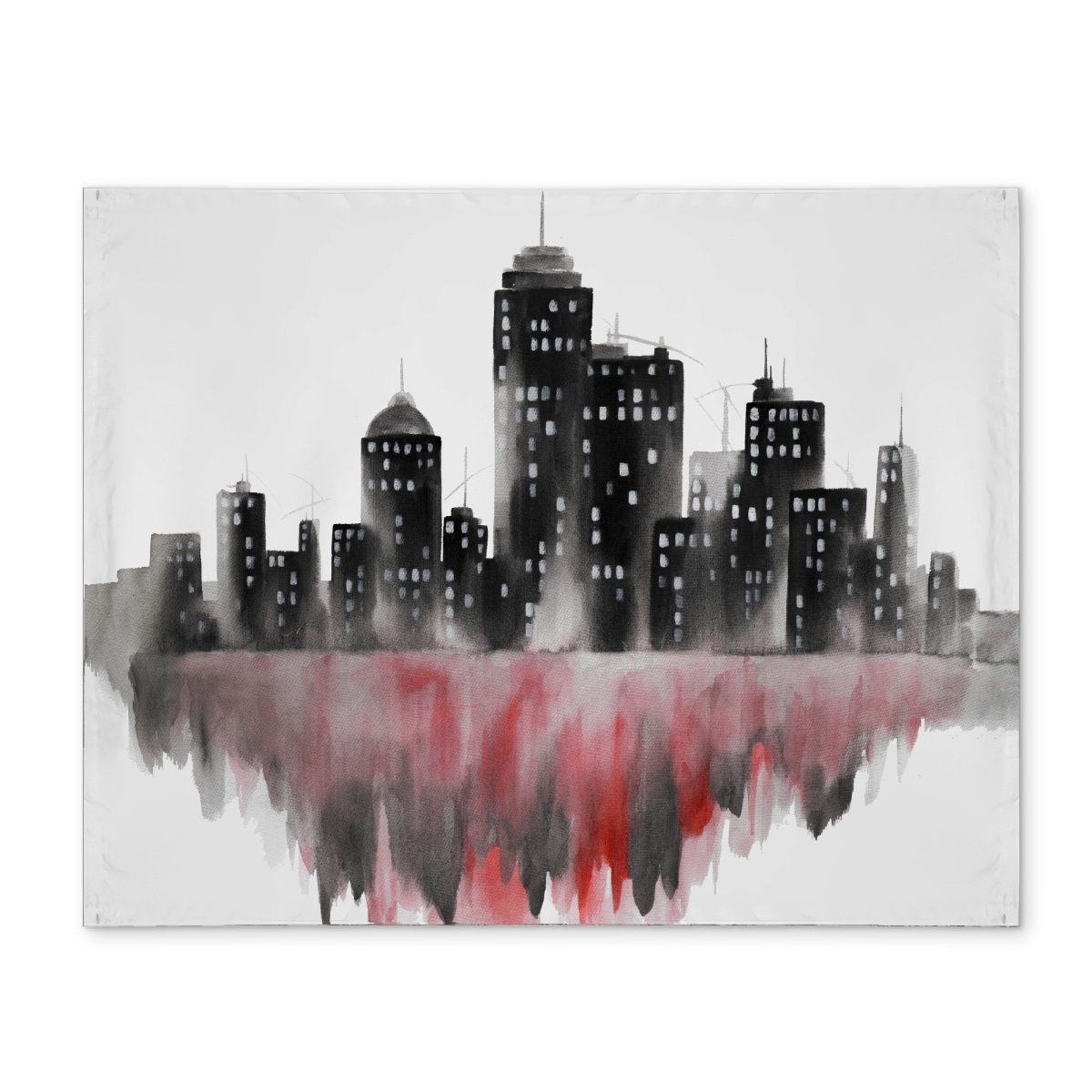 Picture of Begin Home Decor CPPM1418QE8SLJ 14 x 18 in. Red Watercolor Cityscape Polyester Placemat - Home Decor