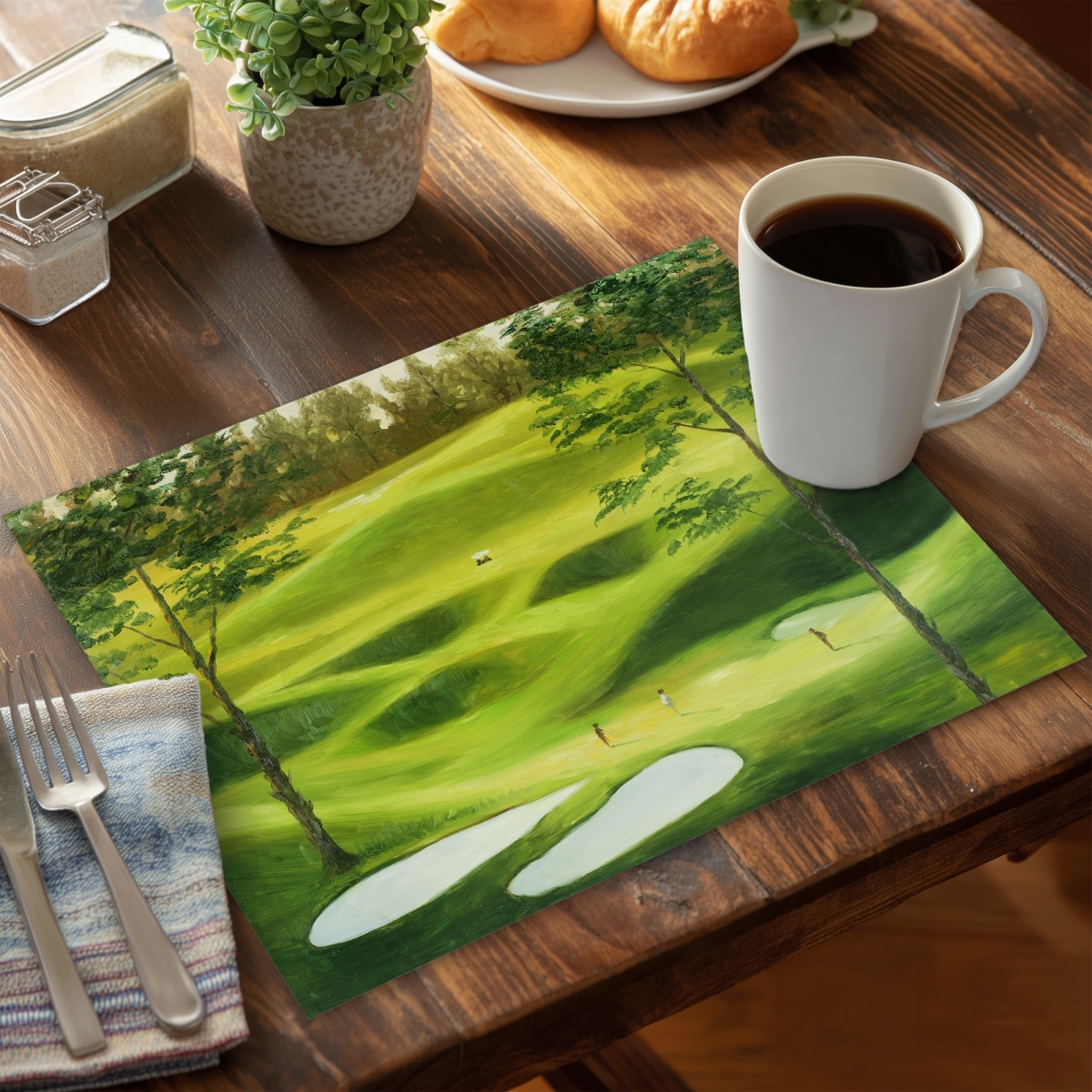 Picture of Begin Home Decor CPPM1418R8RVI7 14 x 18 in. Big Golf Course White Polyester Placemat - Home Decor