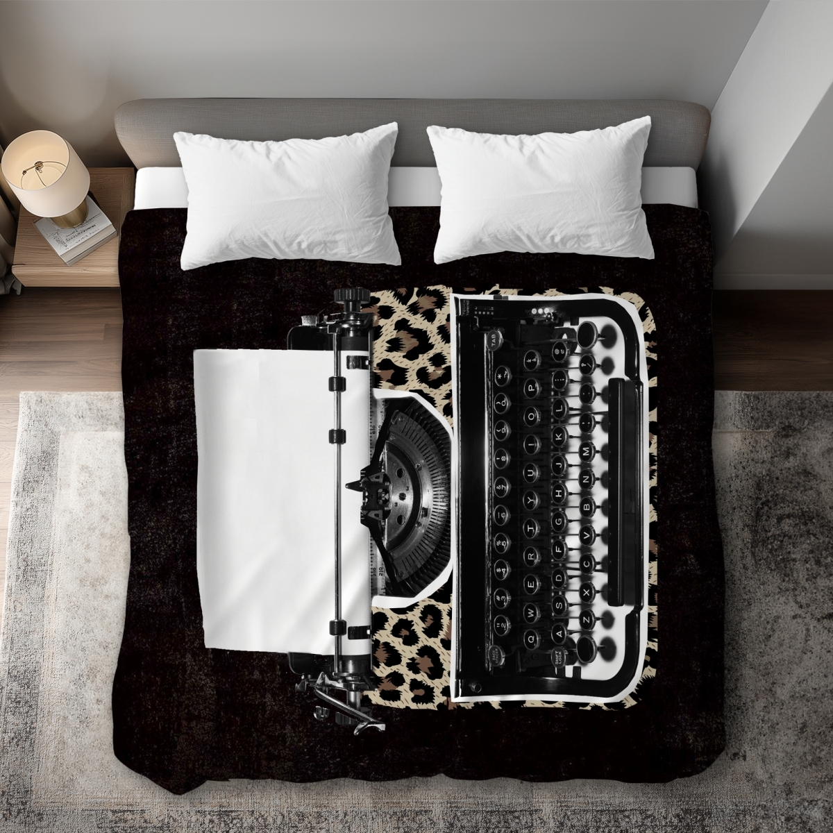 C1DCKSW0BXTD1O Leopard Typewriter King Size Duvet Cover - Stylish Home Decor Accent