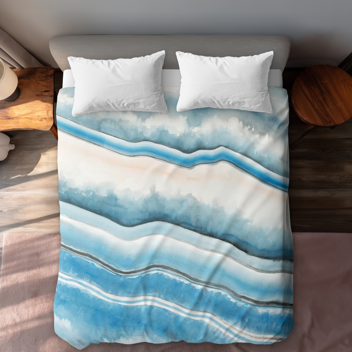 C1DCQSW0HAT93D Textured Geode Abstract Queen Size Duvet Cover - White Home Decor