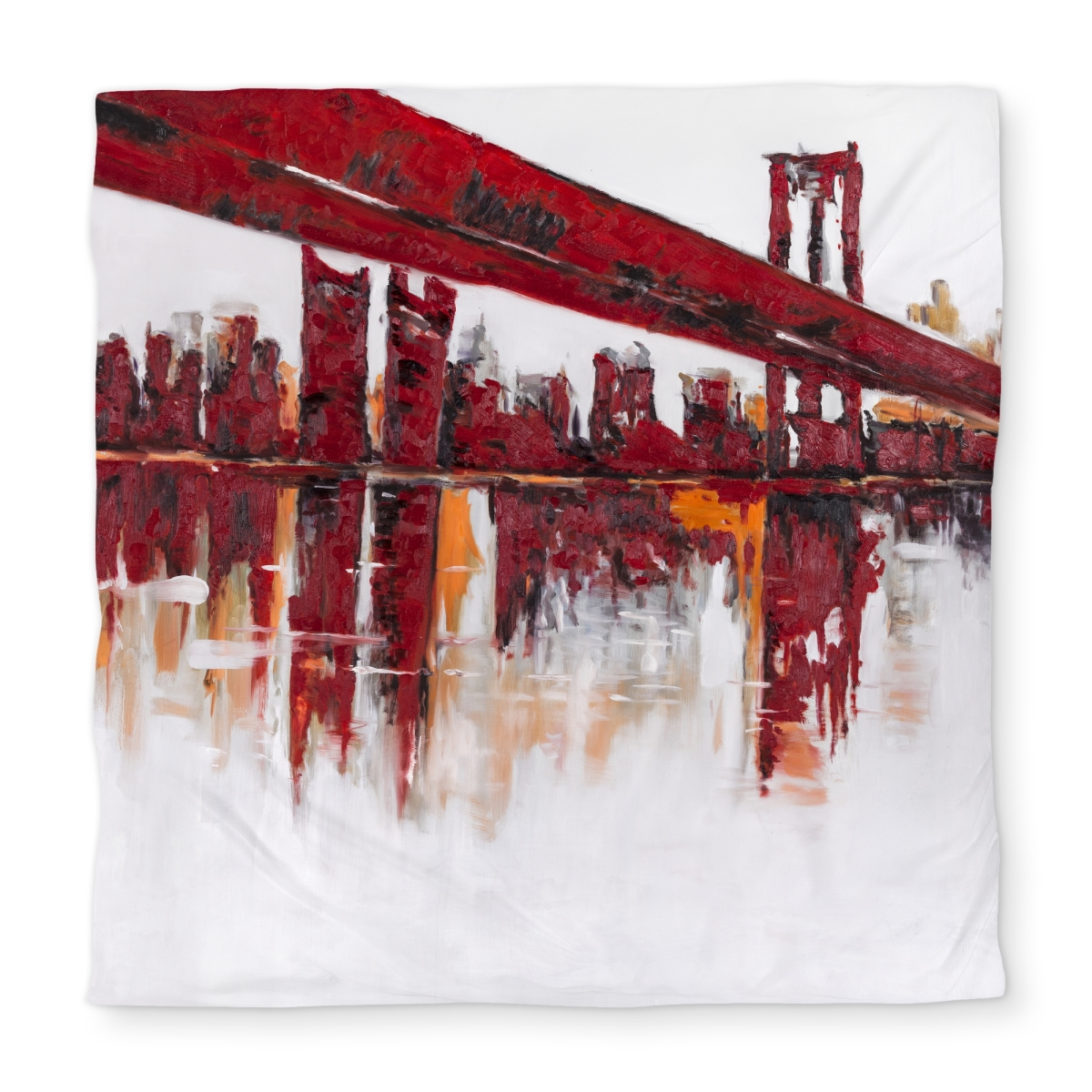 C1DCQSW0Z02H72 Modern Architecture Red Queen Size Duvet Cover - Red Bridge Decor