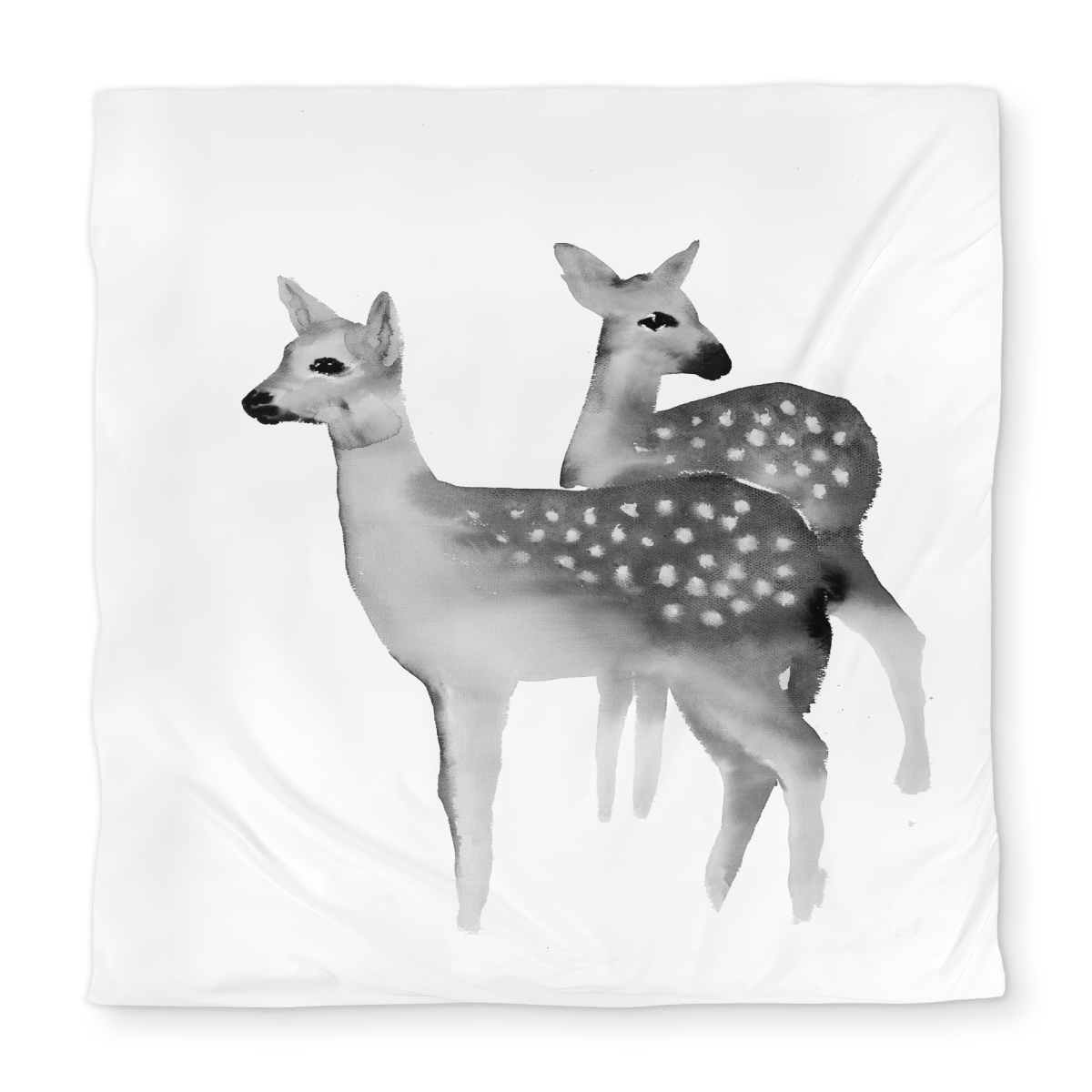 C1DCQSW0IG1B3V Faon Black & White Deer Rustic Queen Size Duvet Cover - Home Decor