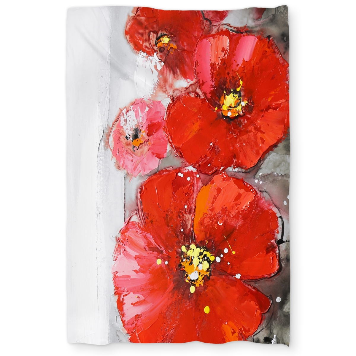 C1DCTXLWWXGD9D Gray Field with Red Flowers - Romantic Office Twin Size Extra Long Duvet Cover