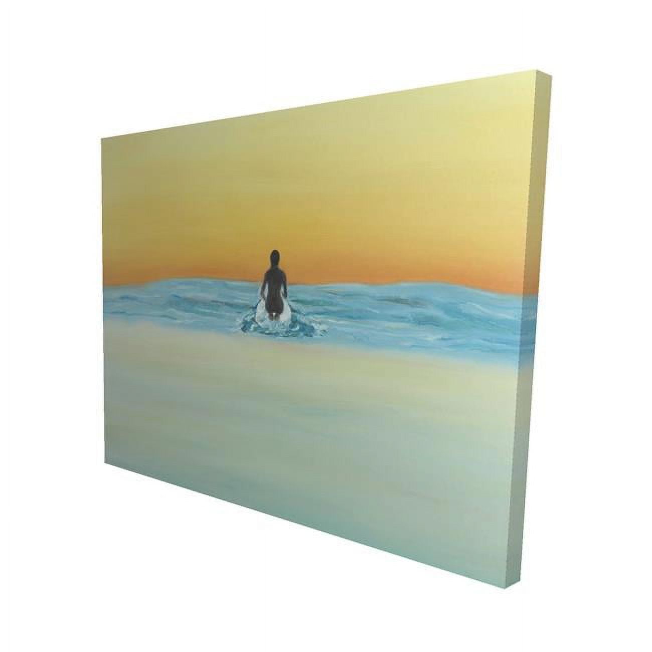 16 x 20 in. A Surfer Swimming by Dawn-Print on Canvas