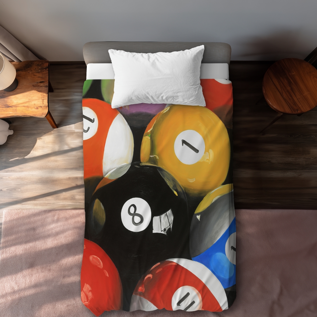 C1DCTXLW9OX37Y Pool Balls Closeup Twin Size Extra Long Duvet Cover - Man Cave Home Decor