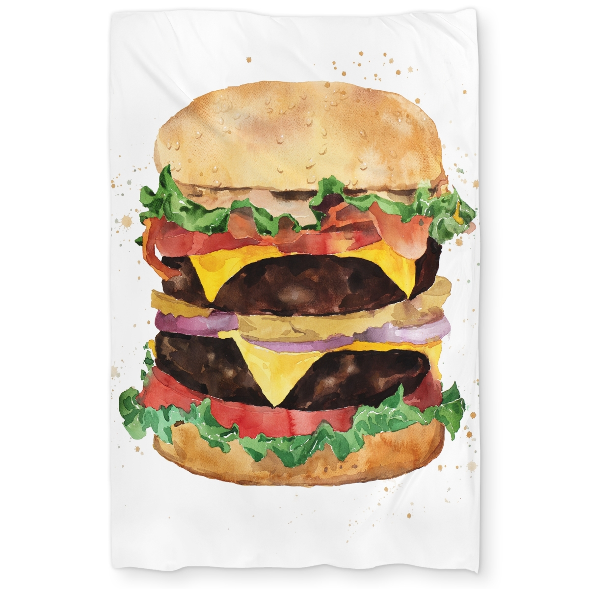 C1DCTXLWUSPVBM Watercolor All Dressed Double Cheeseburger Twin Size Extra Long Duvet Cover - Home Decor