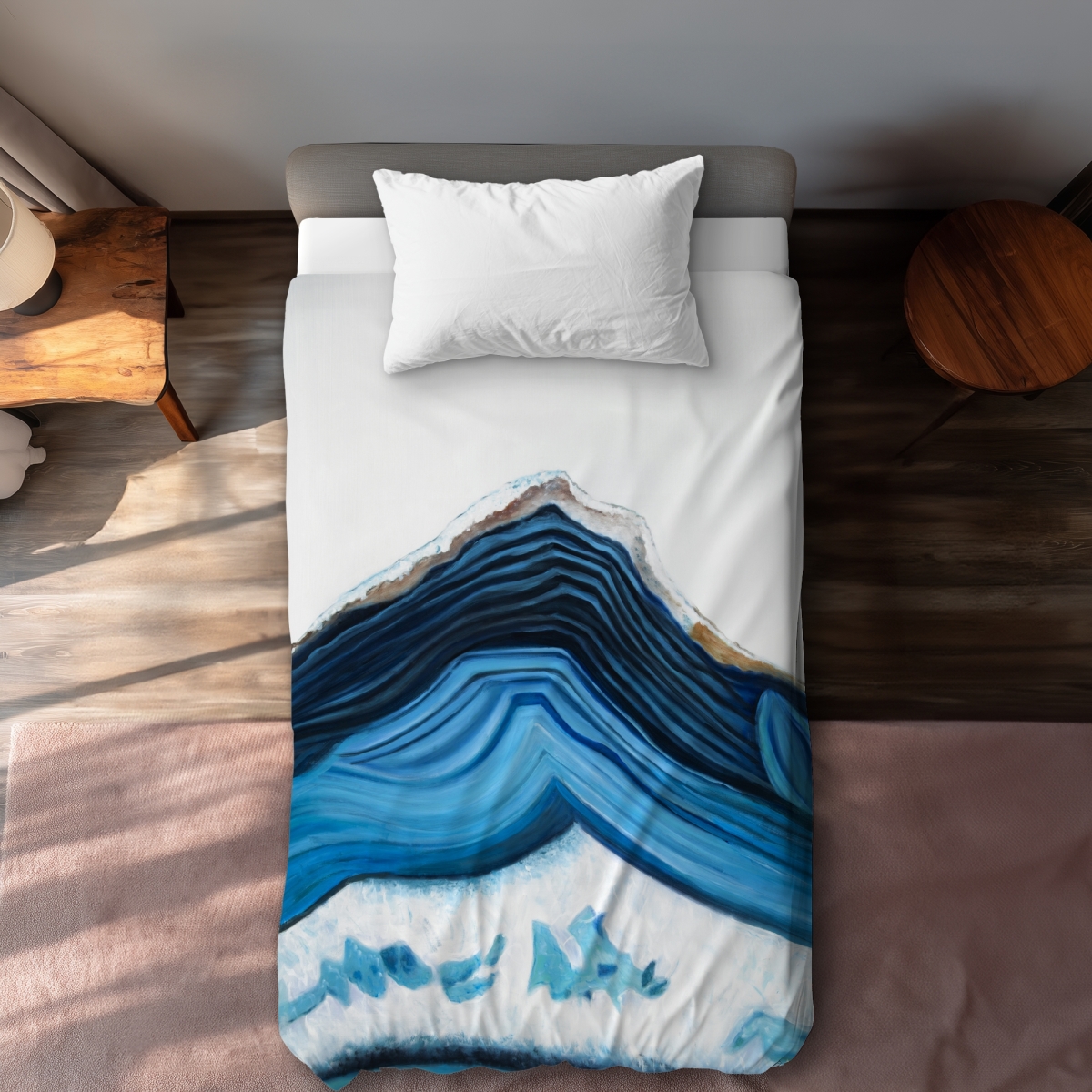 C1DCTXLWJWXRWS Blue Geode Profile - Classic Blue Bedroom Twin Size Extra Long Duvet Cover