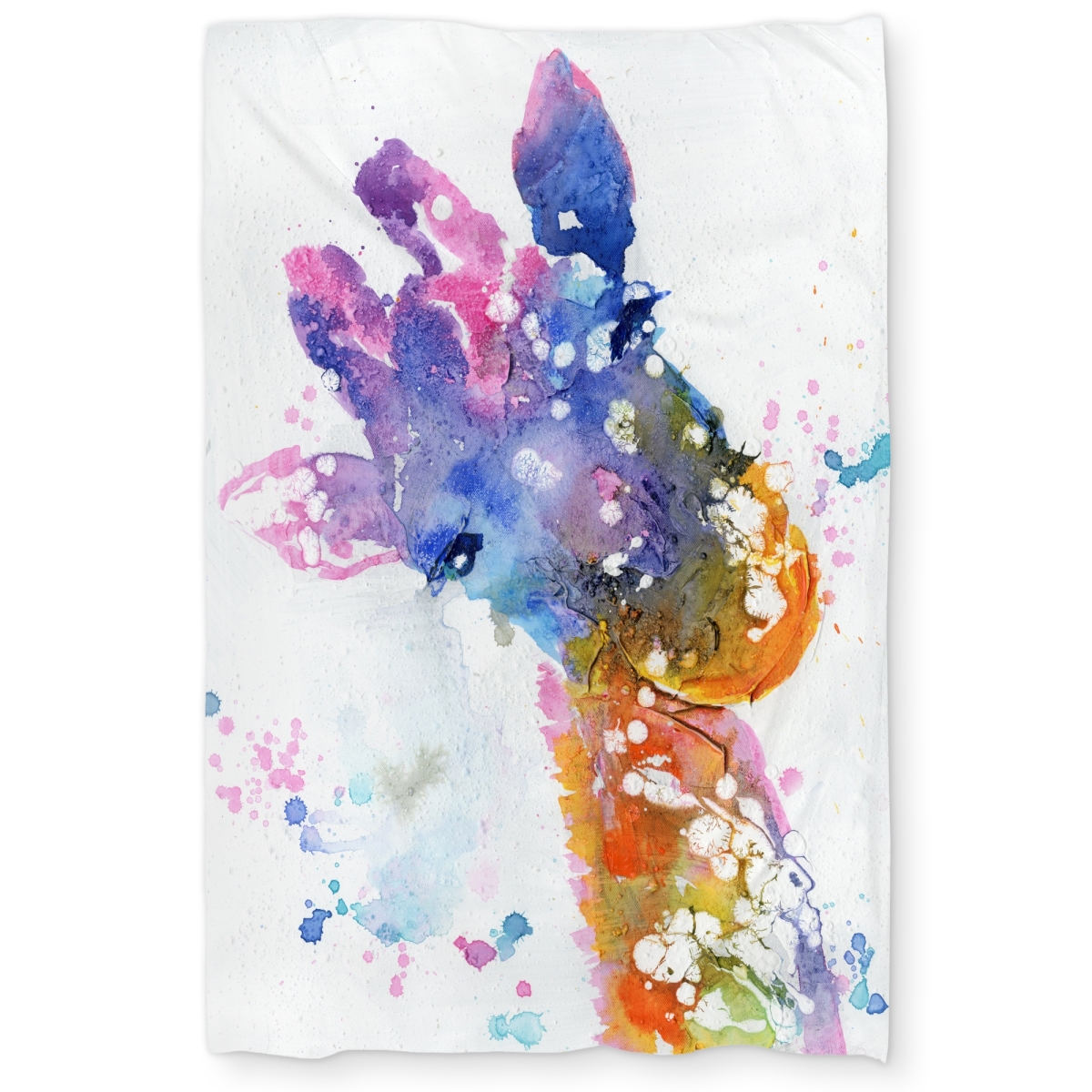 C1DCTXLWU7F496 Abstract Giraffe with Color Splash Twin Size Extra Long Duvet Cover - Contemporary Decor