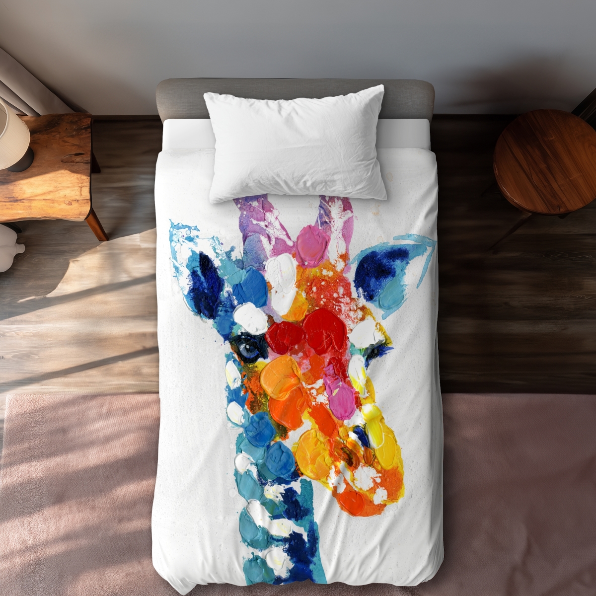 C1DCTXLWMLGUOR Color Spotted Abstract Giraffe - Wildlife Orange Twin Size Extra Long Duvet Cover