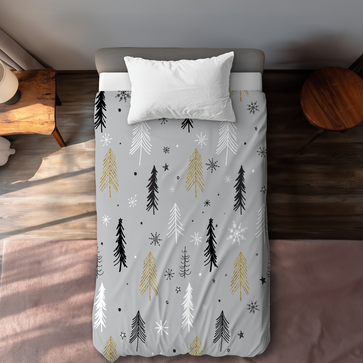 C1DCTXLWFX3AKI Christmas Tree Pattern Twin Size Extra Long Duvet Cover - Holiday Bedroom Decor