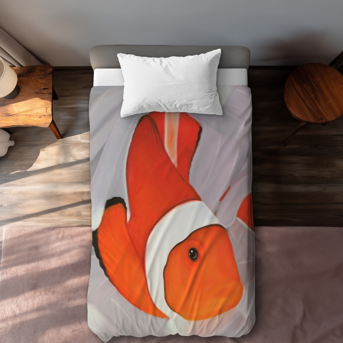 C1DCTXLWAJQ7F7 Clownfish Under the Sea Bathroom White Twin Size Extra Long Duvet Cover - Home Decor