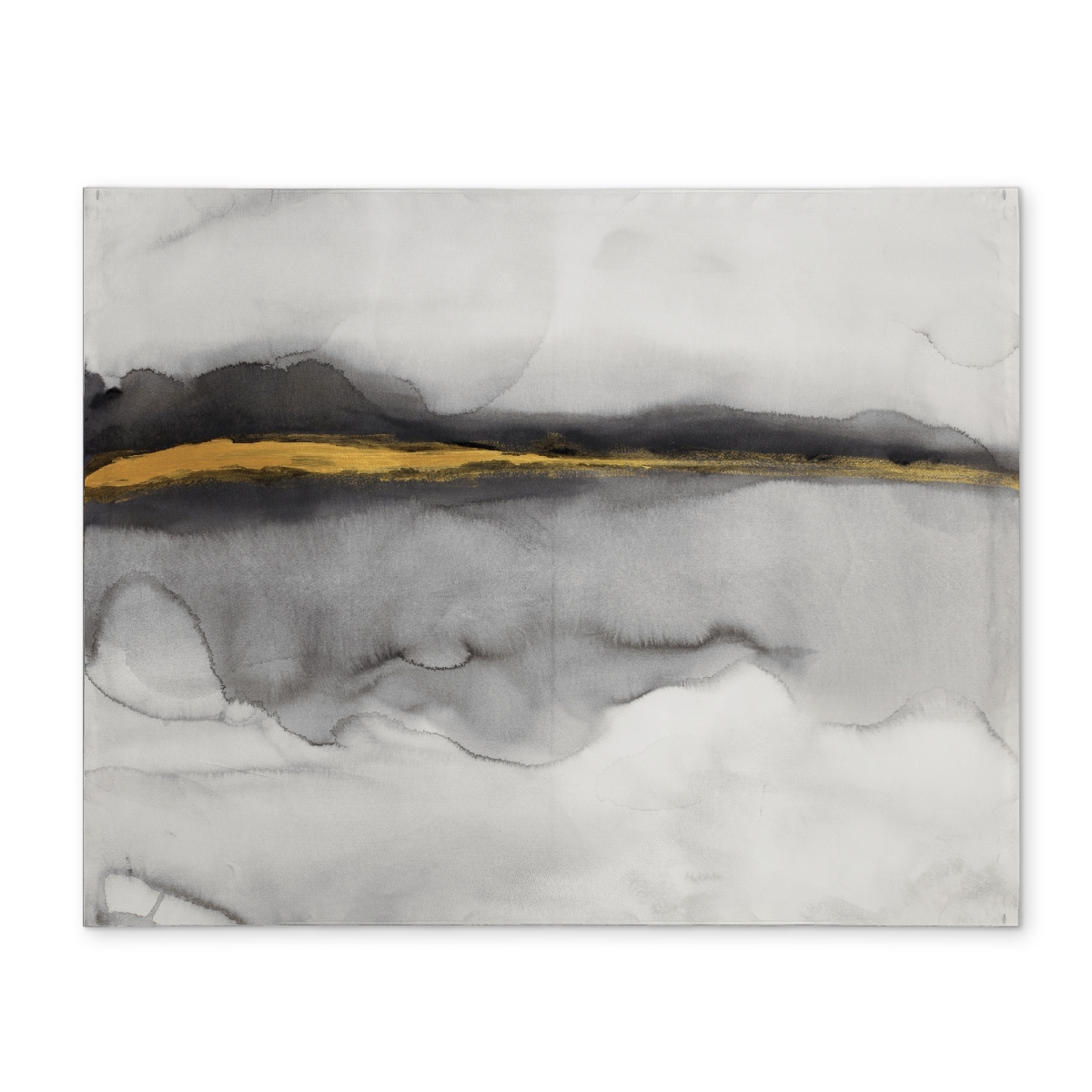 CPPM14184N8MVU 14 x 18 in. White Shapes Abstract Polyester Placemat - Gold Stripe Design