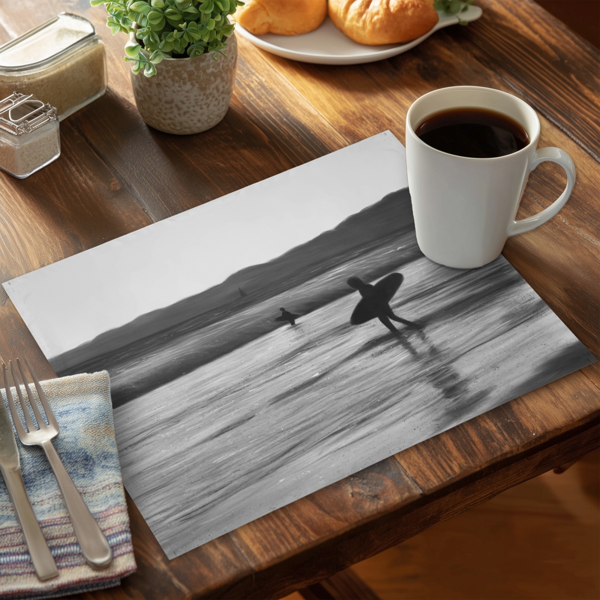 Picture of Begin Home Decor CPPM1418PHY2N5 14 x 18 in. American Coastal White Placemat - Surfers Design for Home Decor