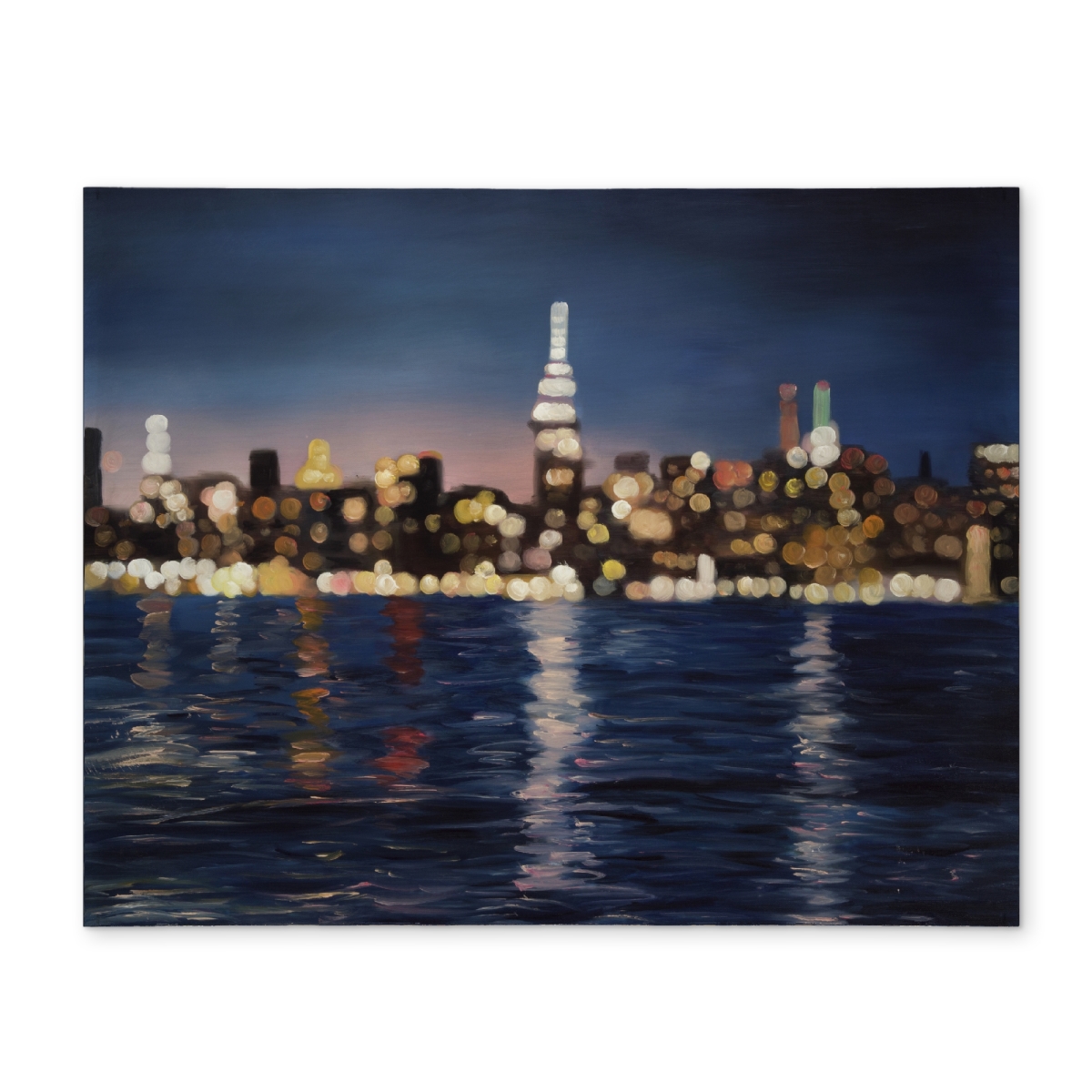 Picture of Begin Home Decor CPPM1418J5BZ74 14 x 18 in. Blue Polyester Placemat - Blurry City with Water by Night Decor