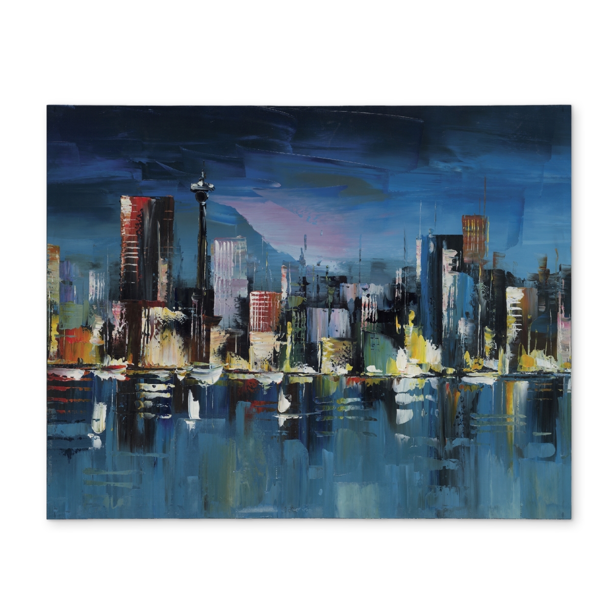 CPPM1418YE56YX 14 x 18 in. Blue Industrial Polyester Placemat - Night Cityscape Decor