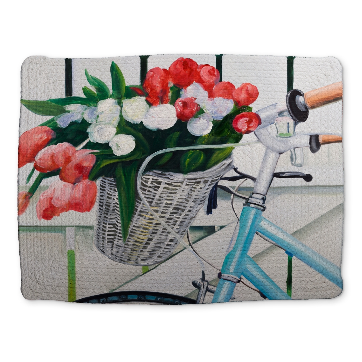 Picture of Begin Home Decor CBPM1418Z31BEP 14 x 18 in. Floral Bicycle Tulip Placemat - Romantic Home Decor Accent