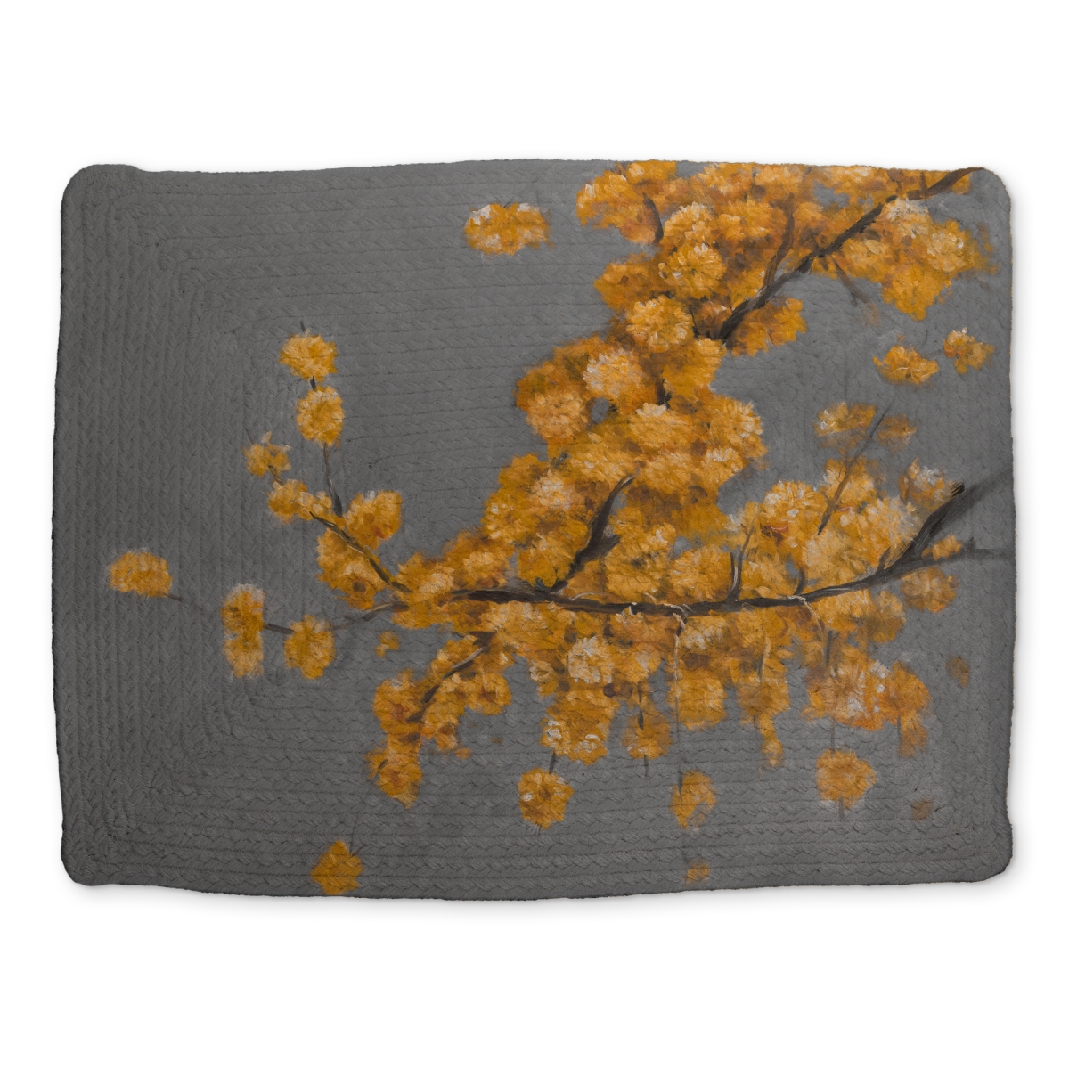 Picture of Begin Home Decor CBPM1418AJ2W4C 14 x 18 in. Floral Gray Braided Placemat - Golden Wattle Design Decor