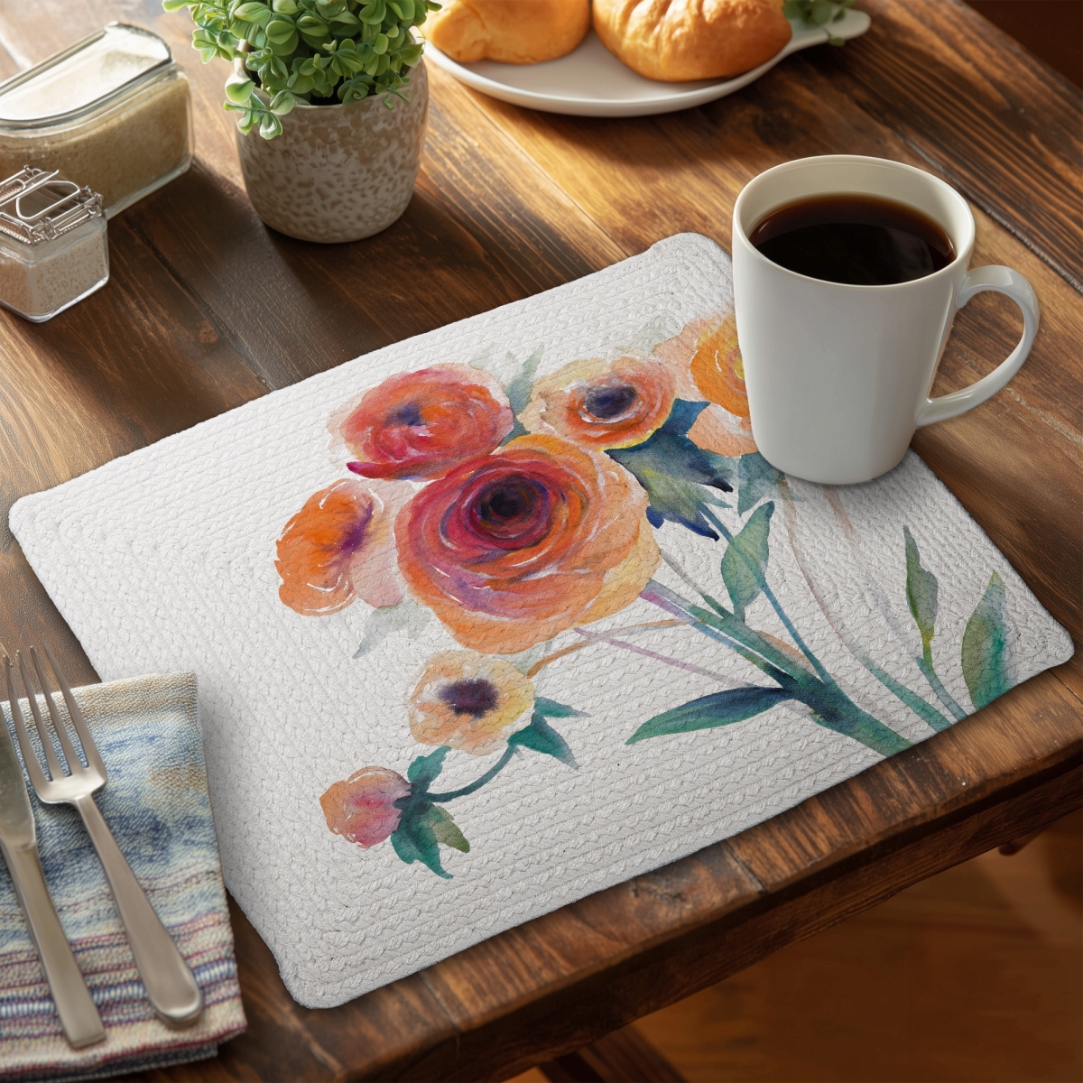 Picture of Begin Home Decor CBPM1418KAAP06 14 x 18 in. Romantic Watercolor Flowers Placemat - Floral Bedroom Decor