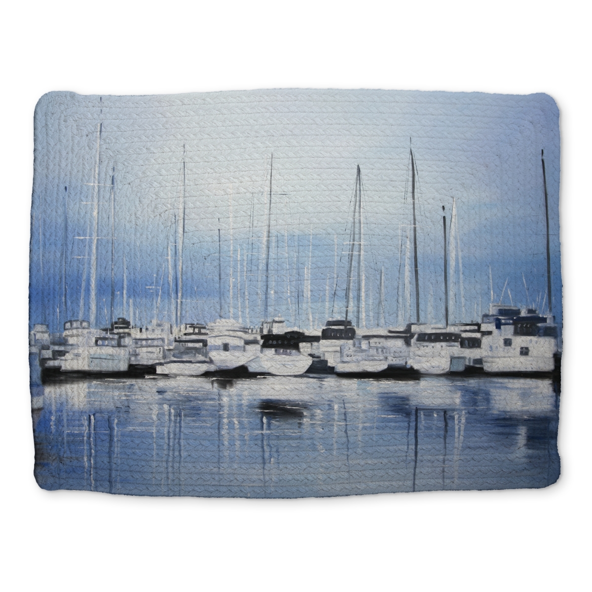 Picture of Begin Home Decor CBPM1418IWMZ6C 14 x 18 in. Boat Bedroom Blue Braided Placemat - Boats at the Dock Decor