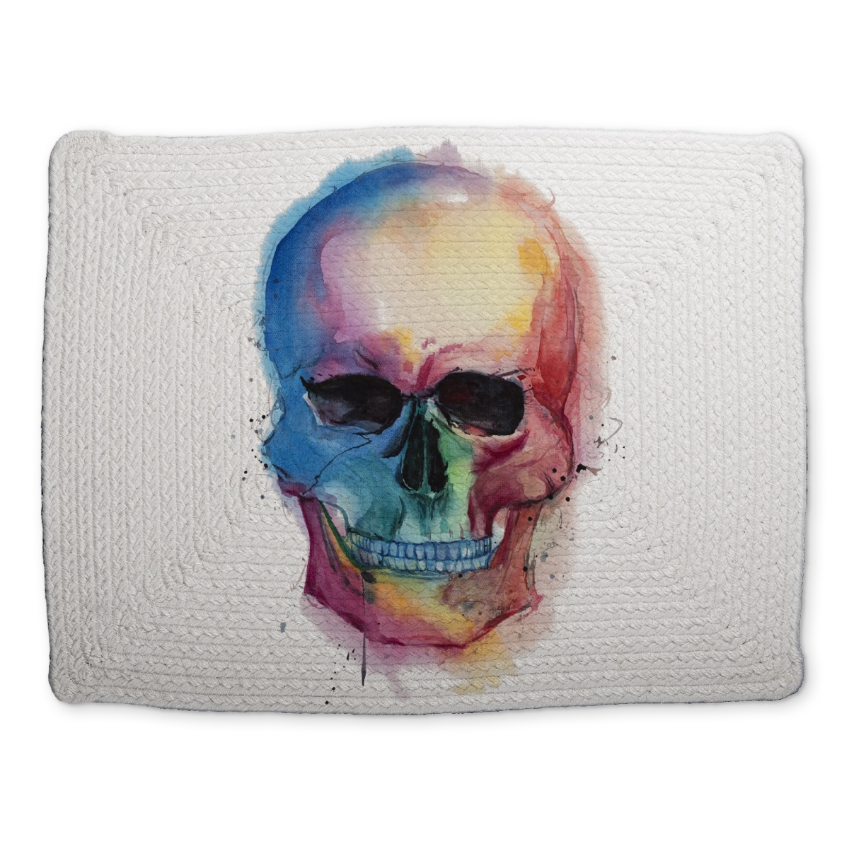 Picture of Begin Home Decor CBPM14188TFP5G 14 x 18 in. Watercolor Skull Placemat - Modern Braided Polyester Decor