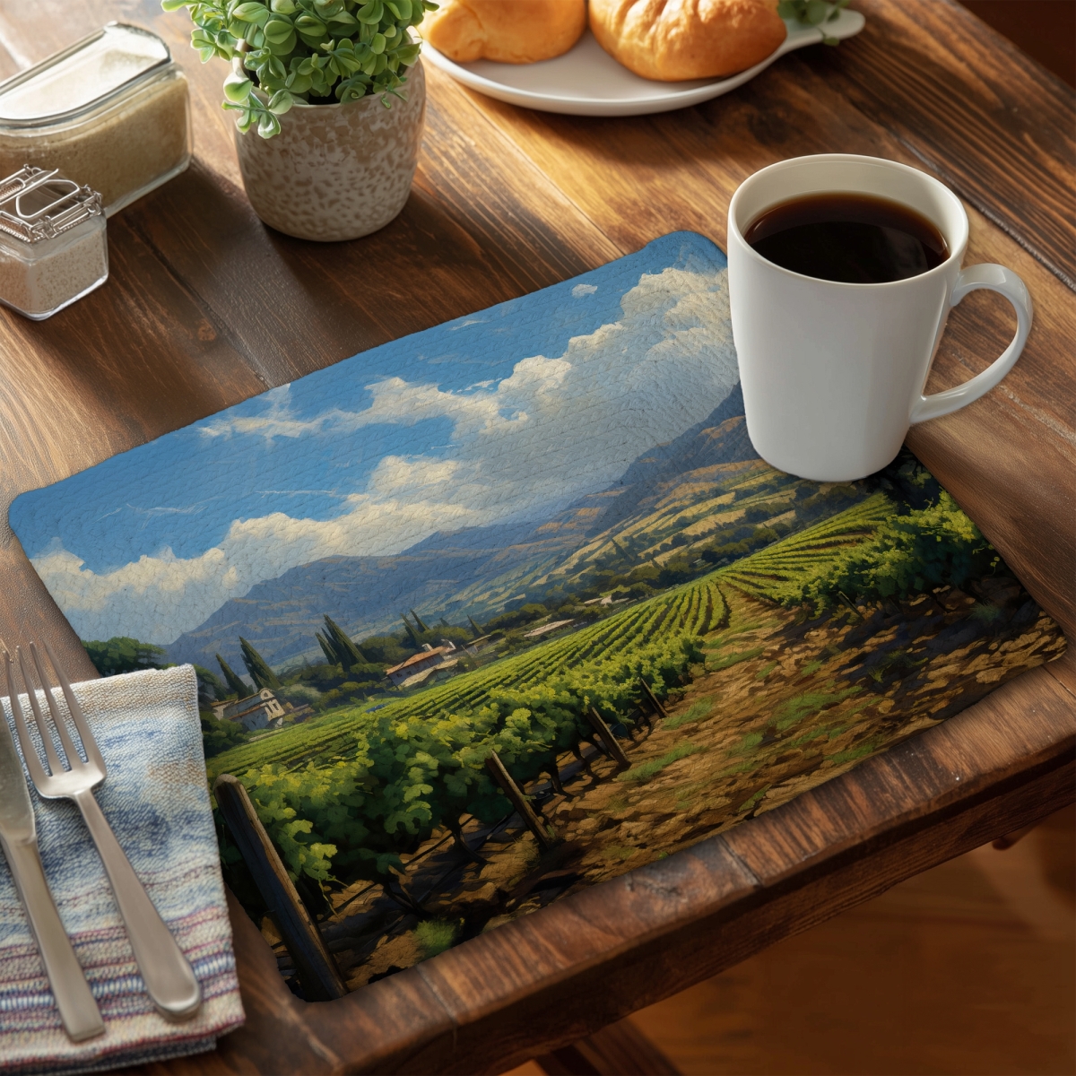 Picture of Begin Home Decor CBPM1418B2UIKY 14 x 18 in. Exotic Farm Contemporary Bedroom Trees Braided Placemat