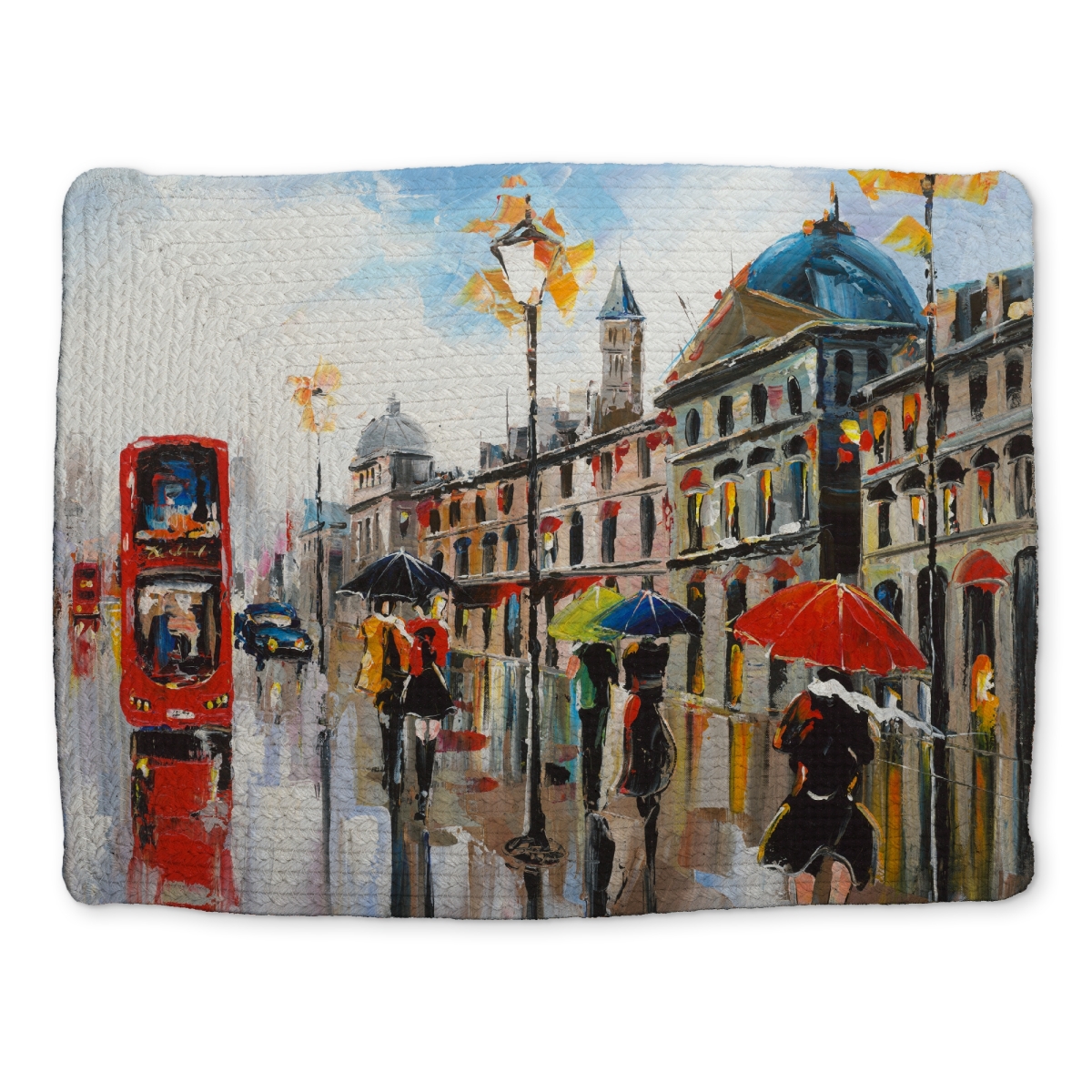 Picture of Begin Home Decor CBPM1418P9J8DM 14 x 18 in. Blue Cities Braided Polyester Placemat - Colorful Street Decor