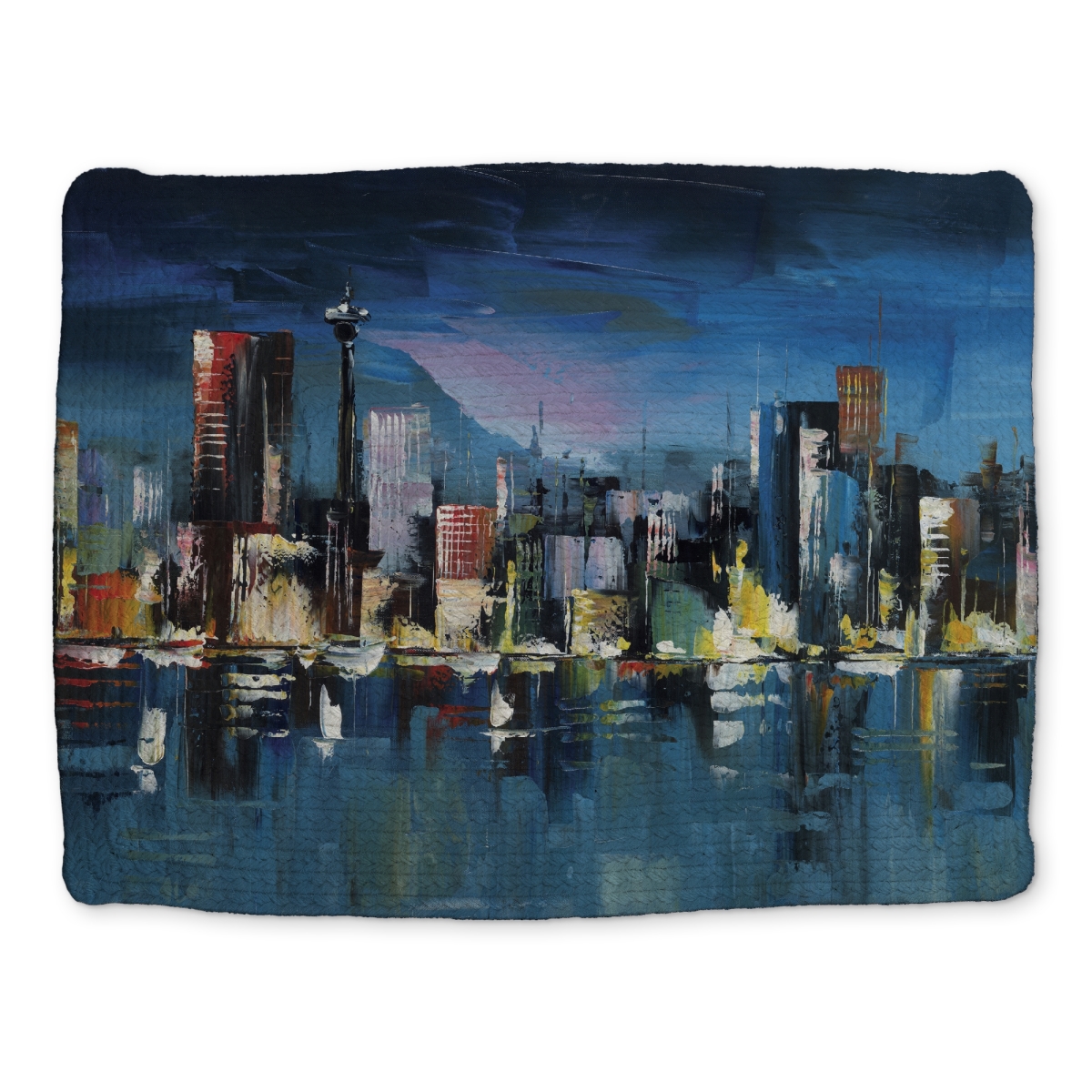 Picture of Begin Home Decor CBPM1418EHHCWO 14 x 18 in. Blue Cityscape Placemat - Braided Polyester Home Decor