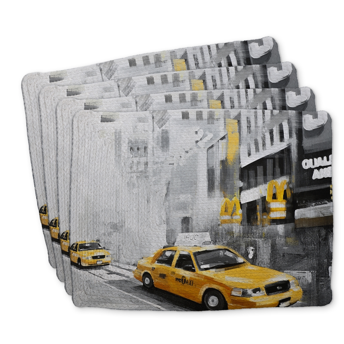 Picture of Begin Home Decor C4BP1418GMPZZ9 14 x 18 in. York City with Taxis Braided Polyester Placemat - Home Decor - Set of 4