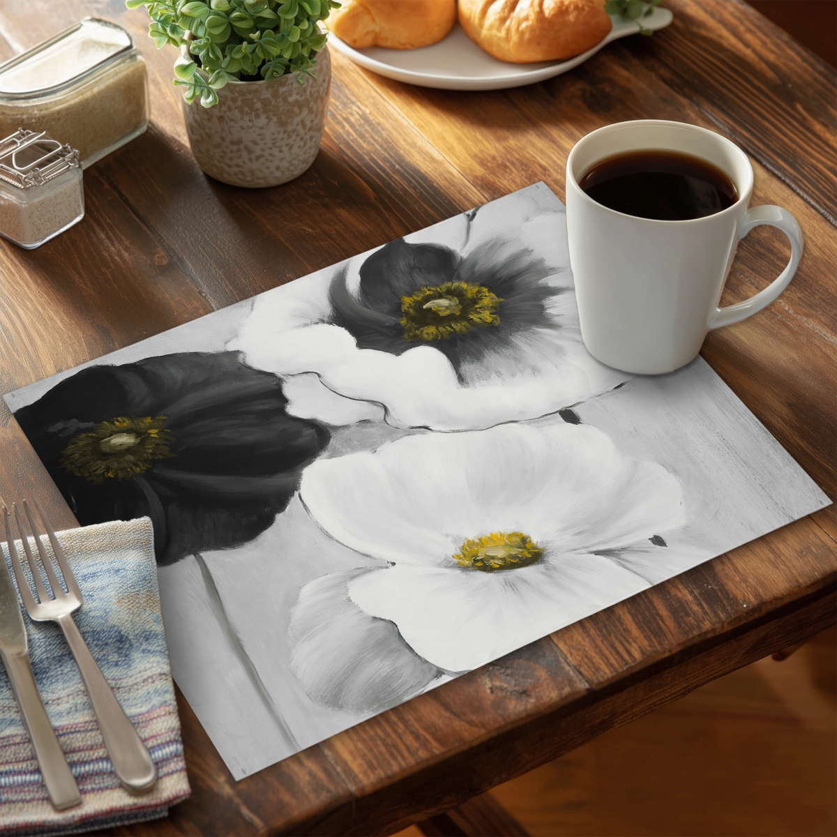 Picture of Begin Home Decor CPPM1418PP3U87 14 x 18 in. Contemporary Botanical White Placemat - Assorted White Flowers
