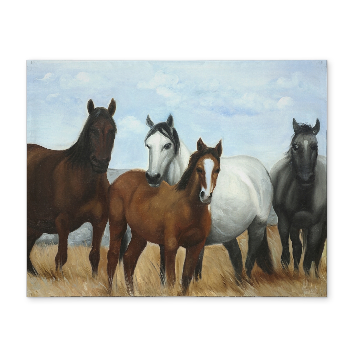 Picture of Begin Home Decor CPPM1418P3EXOY 14 x 18 in. Blue Rustic Polyester Placemat - Horses in Meadow Home Decor