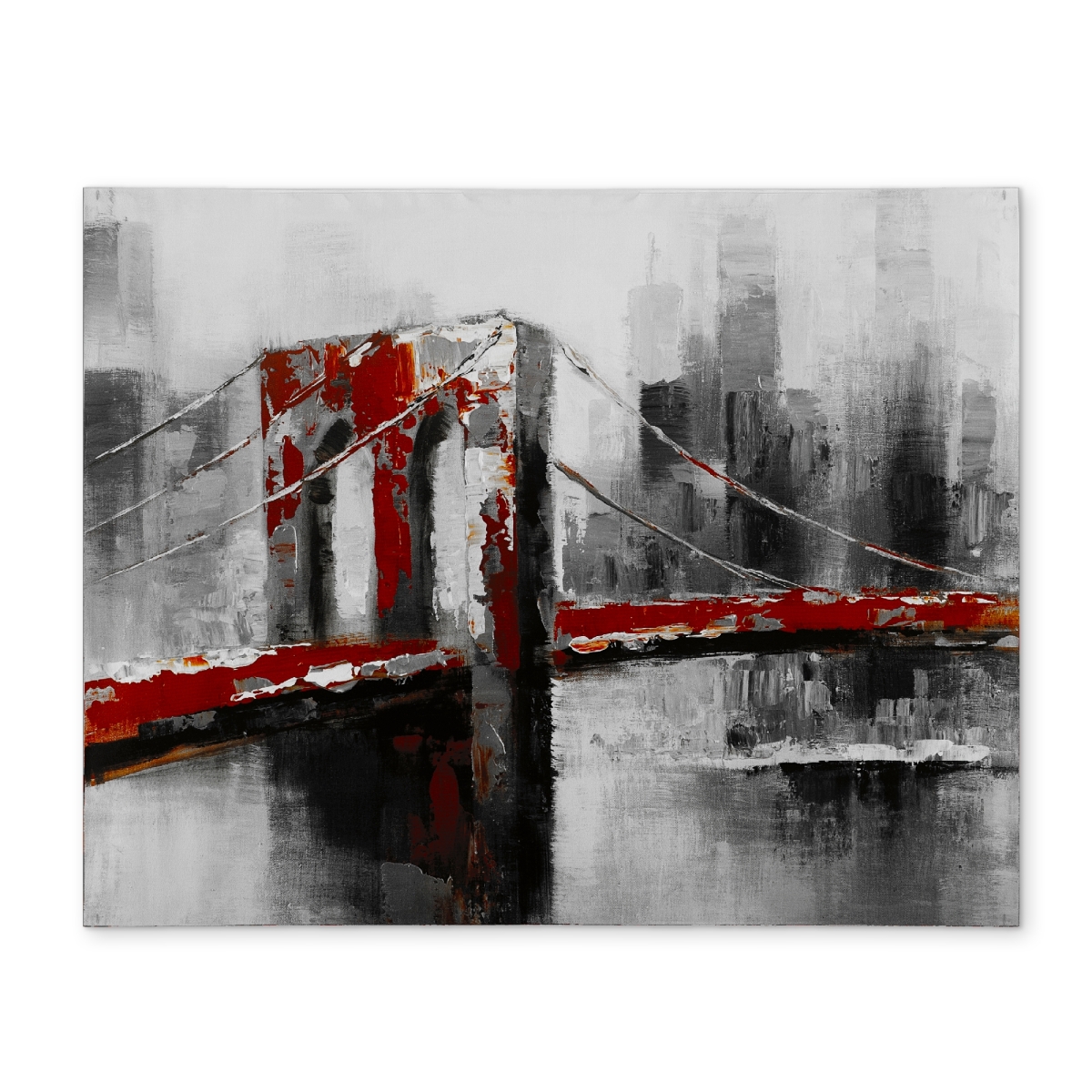 Picture of Begin Home Decor CPPM1418WVDV8C 14 x 18 in. Abstract Red Brooklyn Bridge Placemat - Cities Bedroom Decor