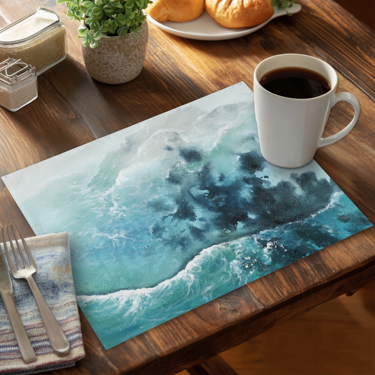 Picture of Begin Home Decor CPPM1418PDO2WH 14 x 18 in. Seaside of the Caribbean Marine Sea Bedroom Polyester Placemat