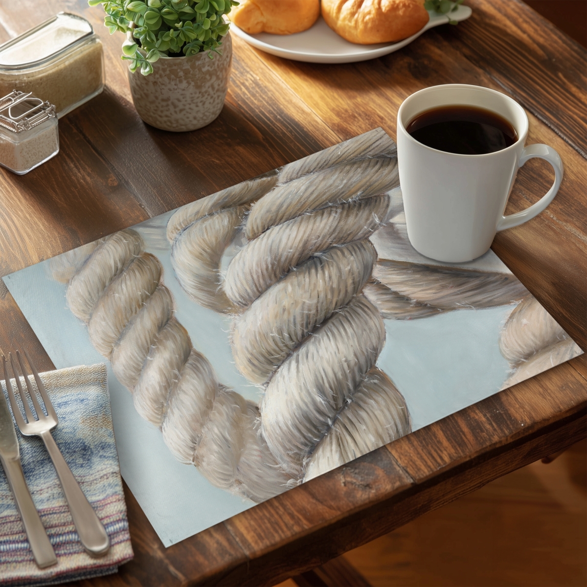 Picture of Begin Home Decor CPPM1418EMU00I 14 x 18 in. Marine Coastal Boat Placemat - Rope Knot Design Home Decor