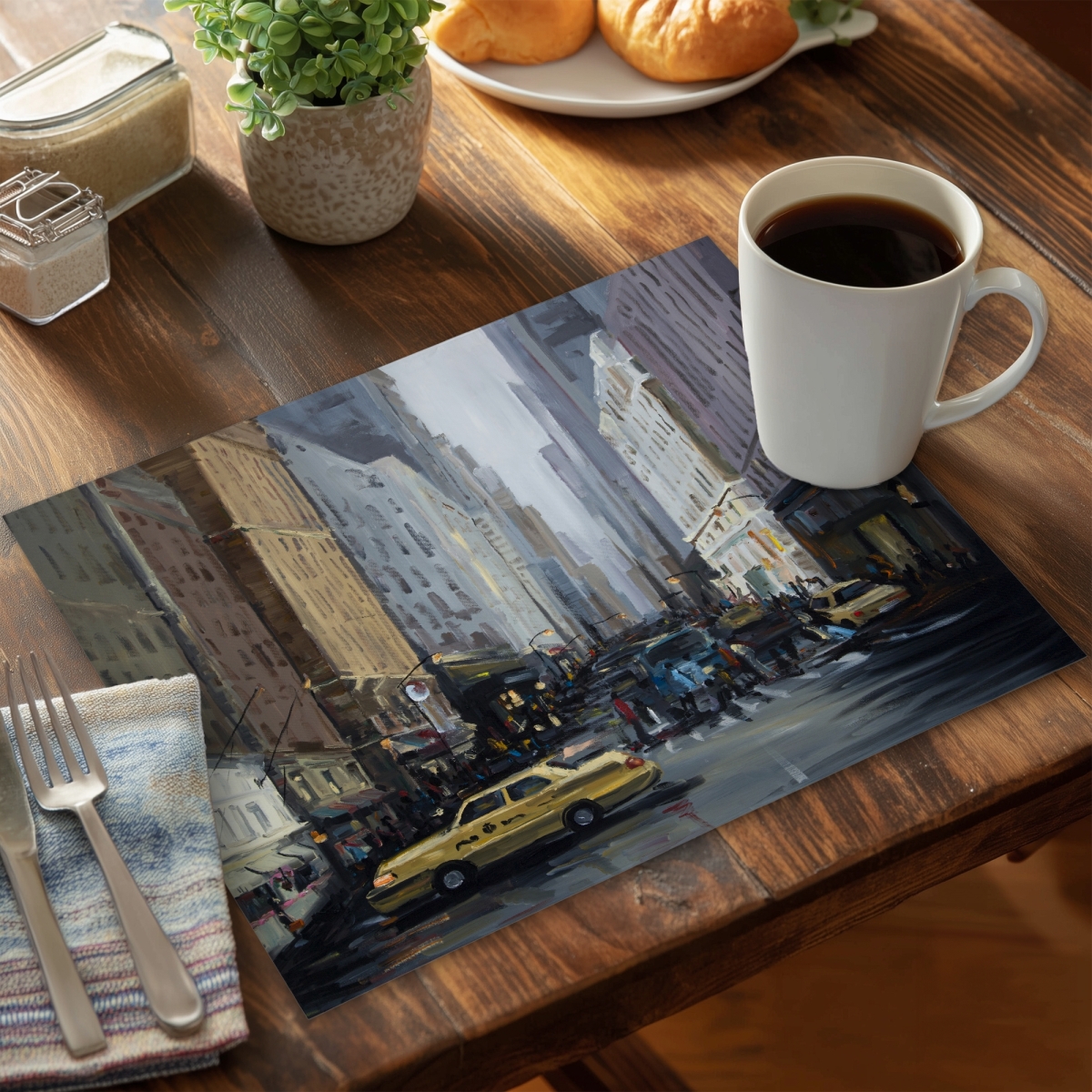 Picture of Begin Home Decor CPPM1418F1YOYZ 14 x 18 in. Brown Industrial Polyester Placemat - in the City Decor